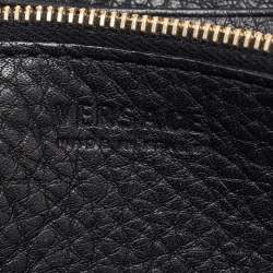 Versace Black Leather Medusa Flap Continental Wallet
