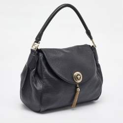 Versace Black Leather Altea Medusa Flap Shoulder Bag