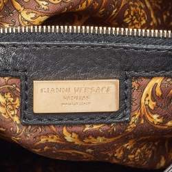 Versace Black Leather Altea Medusa Flap Shoulder Bag