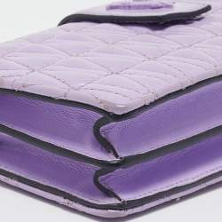 Versace Lilac Quilted Patent Leather Virtus Wallet on Chain