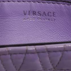 Versace Lilac Quilted Patent Leather Virtus Wallet on Chain