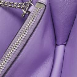 Versace Lilac Quilted Patent Leather Virtus Wallet on Chain