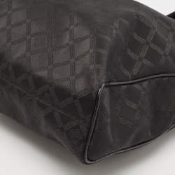 Versace Black Signature Fabric and Croc Embossed Leather Chain Shopper Tote