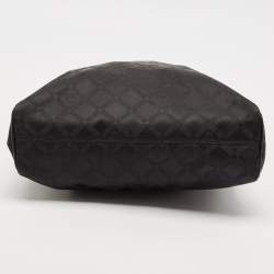 Versace Black Signature Fabric and Croc Embossed Leather Chain Shopper Tote