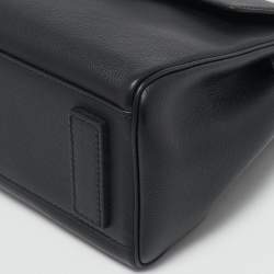 Pre Owned Versace Black Leather La Medusa Top Handle Bag