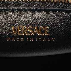 Pre Owned Versace Black Leather La Medusa Top Handle Bag