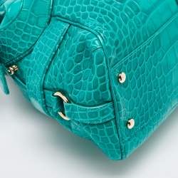 Versace Green Croc Embossed Leather Satchel