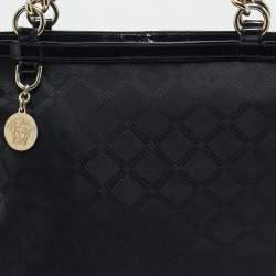 Versace Black Signature Fabric and Patent Leather Chain Tote