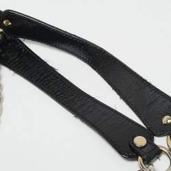 Versace Black Signature Fabric and Patent Leather Chain Tote