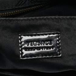 Versace Black Signature Fabric and Patent Leather Chain Tote