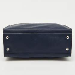 Pre Owned Versace Navy Blue Saffiano Leather La Medusa Shopper Tote