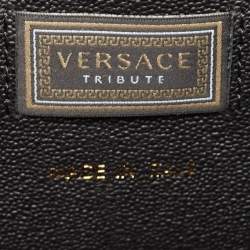 مملوكة مسبقًا Versace Black/Yellow Baroque Print Leather Icon Medusa Shoulder Bag