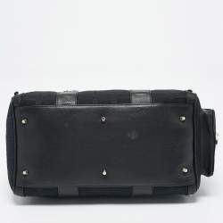 Versace Black/Gold Signature Fabric and Leather Studded Snap Out Of It Satchel