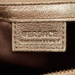 Versace Gold/Beige Calf Hair and Leather Snap Out Of It Satchel