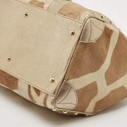Versace Gold/Beige Calf Hair and Leather Snap Out Of It Satchel