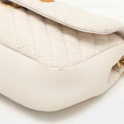 Pre Owned Versace White Quilted Leather La Medusa Chain Crossbody Bag