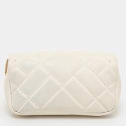 Pre Owned Versace White Quilted Leather La Medusa Chain Crossbody Bag