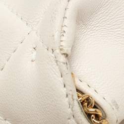 Pre Owned Versace White Quilted Leather La Medusa Chain Crossbody Bag