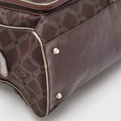Versace Brown Signature Canvas and Leather Double Pocket Satchel