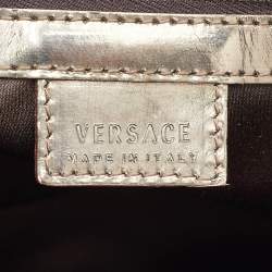 Versace Brown Signature Canvas and Leather Double Pocket Satchel