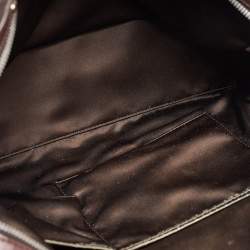 Versace Brown Signature Canvas and Leather Double Pocket Satchel