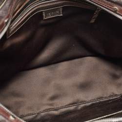 Versace Brown Signature Canvas and Leather Double Pocket Satchel