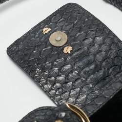 Versace Navy Blue Fur and Python Medusa Shoulder Bag