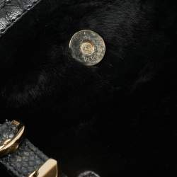 Versace Navy Blue Fur and Python Medusa Shoulder Bag