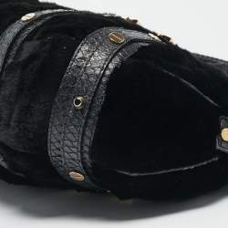 Versace Navy Blue Fur and Python Medusa Shoulder Bag
