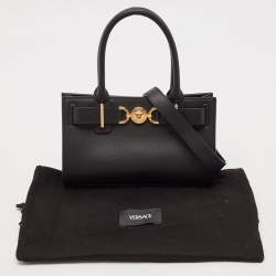 Pre Owned Versace Black Leather Small Medusa '95 Tote