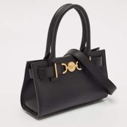 Pre Owned Versace Black Leather Small Medusa '95 Tote