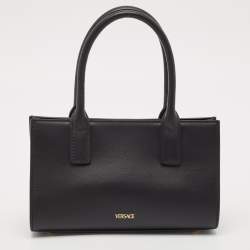 Pre Owned Versace Black Leather Small Medusa '95 Tote