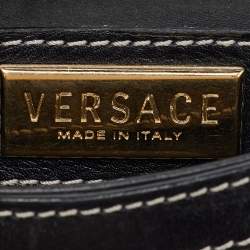 Versace Black Signature Canvas and Leather Vintage Medusa Shoulder Bag