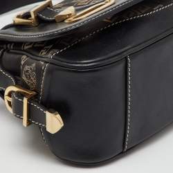 Versace Black Signature Canvas and Leather Vintage Medusa Shoulder Bag