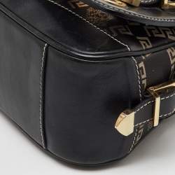 Versace Black Signature Canvas and Leather Vintage Medusa Shoulder Bag