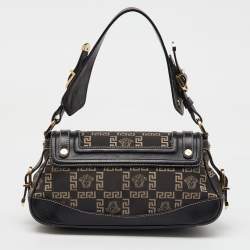 Versace Black Signature Canvas and Leather Vintage Medusa Shoulder Bag