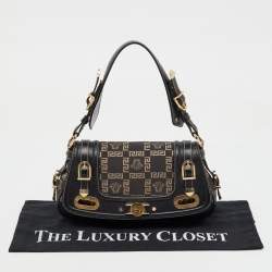 Versace Black Signature Canvas and Leather Vintage Medusa Shoulder Bag