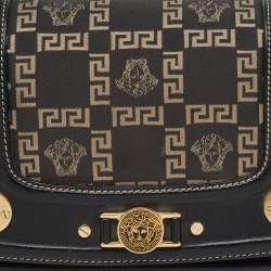 Versace Black Signature Canvas and Leather Vintage Medusa Shoulder Bag