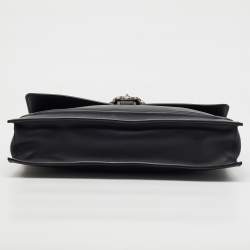 Pre Owned Versace Black Leather Medusa Flap Pouch Clutch