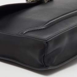 Pre Owned Versace Black Leather Medusa Flap Pouch Clutch