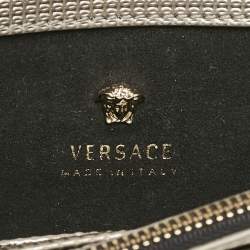 Pre Owned Versace Light Gold Embossed Leather Medusa Chain Shoulder Bag