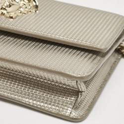 Pre Owned Versace Light Gold Embossed Leather Medusa Chain Shoulder Bag
