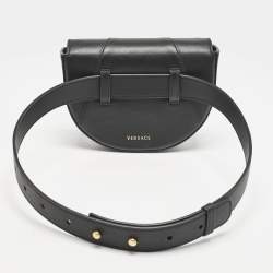 Versace Black Leather Virtus Convertible Belt Bag