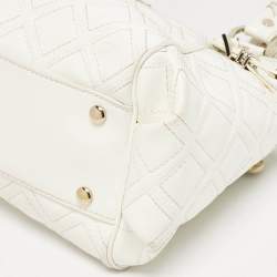 Versace White Quilted Patent Leather Satchel