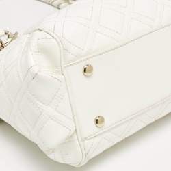 Versace White Quilted Patent Leather Satchel