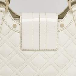 Versace White Quilted Patent Leather Satchel