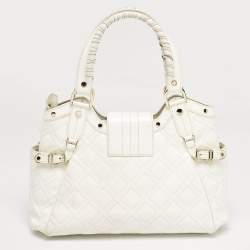 Versace White Quilted Patent Leather Satchel
