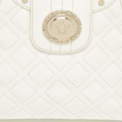 Versace White Quilted Patent Leather Satchel