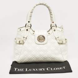 Versace White Quilted Patent Leather Satchel