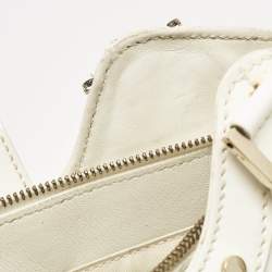 Versace White Quilted Patent Leather Satchel
